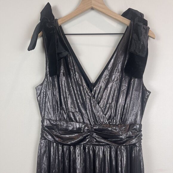 Sugar Lip Womens Maxi Dress Large Gunmetal Liquid Satin Tiered Whimsygoth Grunge - Picture 5 of 15